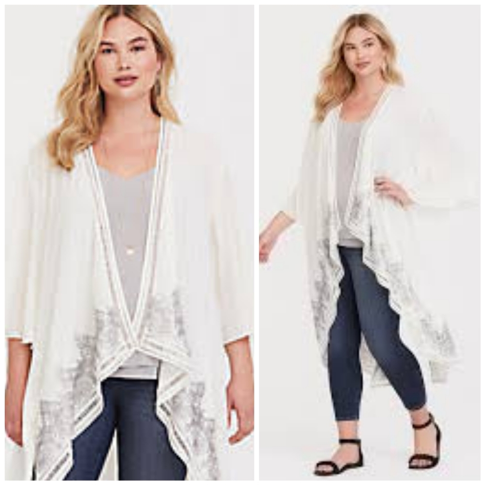 Torrid Sparkle & Shine Ivory Sequin Gauze Kimono